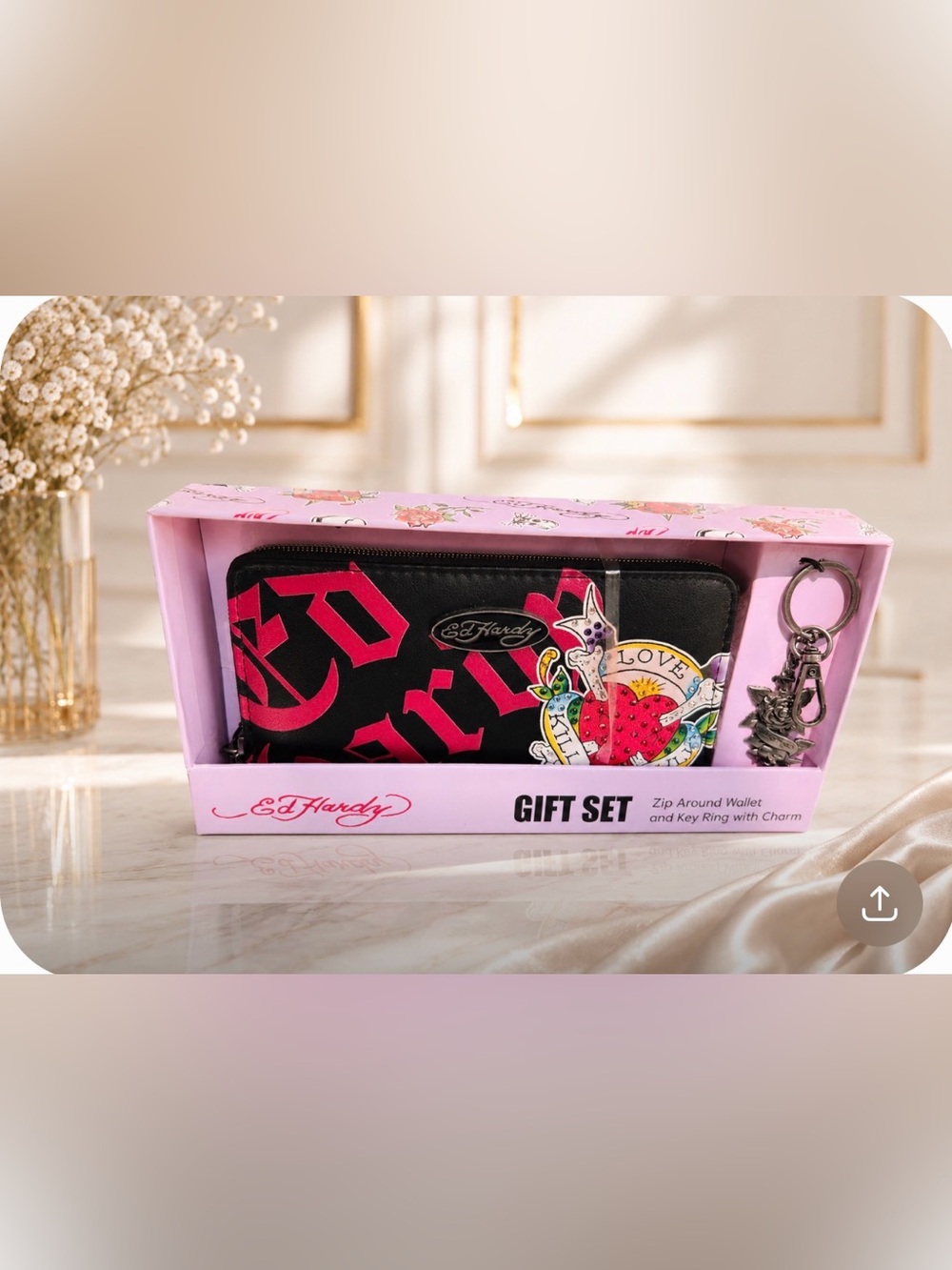 Ed Hardy Black with Red & Multicolor Heart Graphic Gift Set
